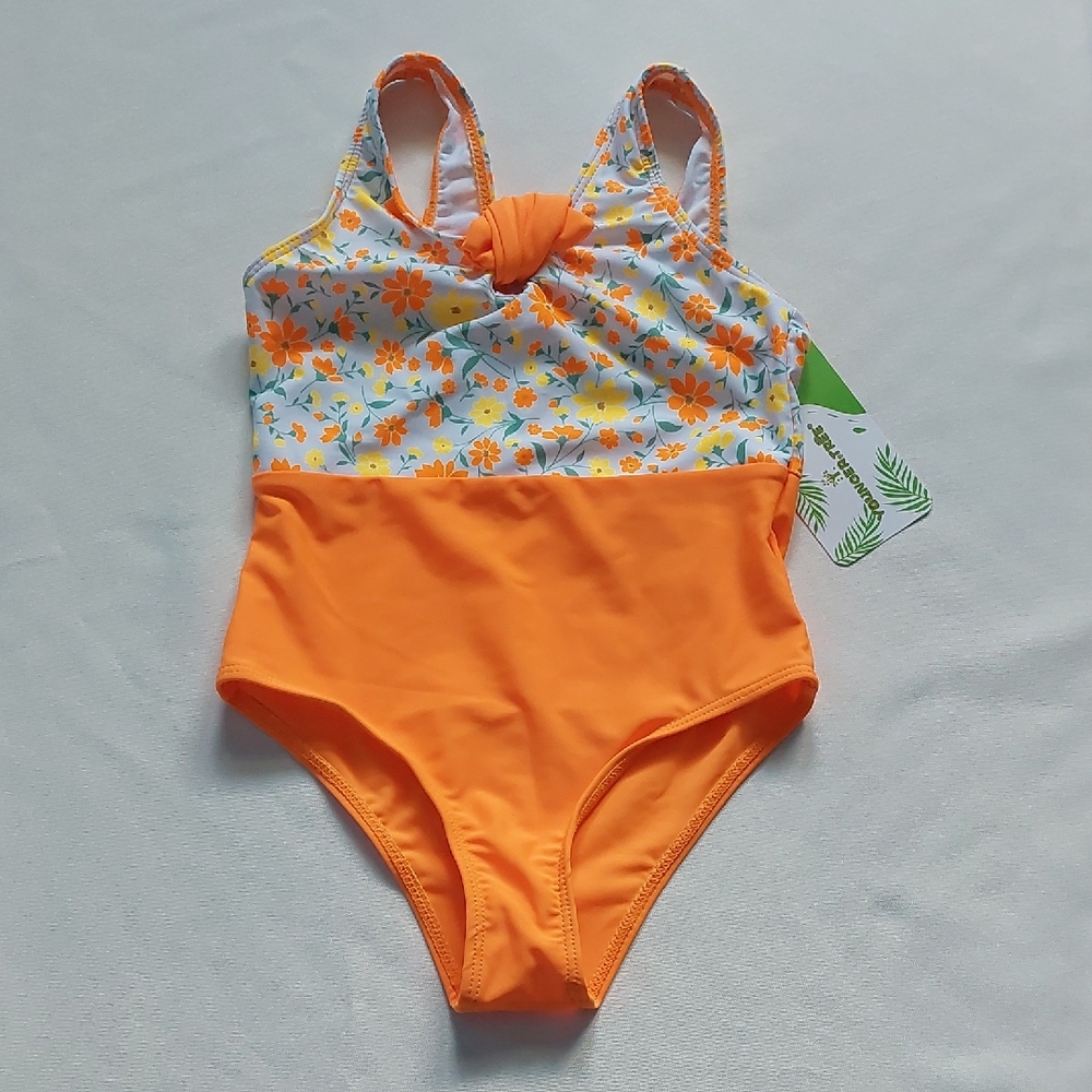 Floral Orange‎ Kids Swimsuit Size 4T